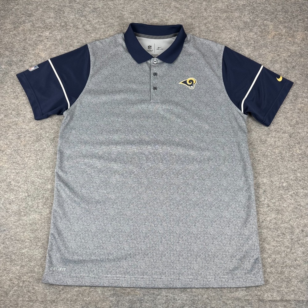 Nike Dri Fit St. Louis LA Los Angeles Rams Polo Shirt NFL On Field Mens Large L